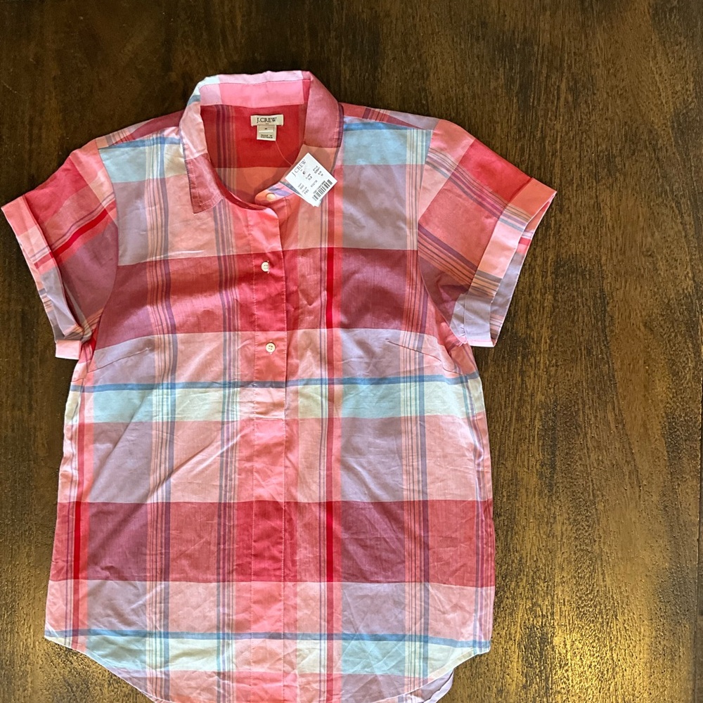 J Crew Women’s Plaid Shirt Pullover Medium